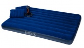 Кровать-матрас надувная флок. INTEX 203x152x22см, синяя+3 аксессуара (68765)
