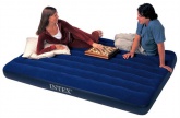Кровать-матрас надувная флок. INTEX 203x152x22см, синяя (68759)