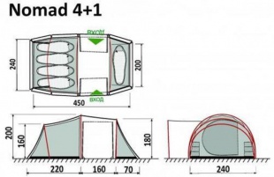 Палатка кемпинговая RockLand Nomad 4+1 (пяти местная) (7770631) 