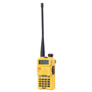 Рация Baofeng UV-5R жёлтая, диапазоны VHF/UHF, 17см антенна, гарнитура. 