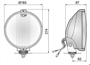 Противотуманная фара Wesem 2HO хром с проводом и решёткой (2HO 150.60/C)
