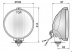 Фара дальнего света Wesem 2HOS габарит в световоде хром с проводом и решёткой (2HOS 388.03/C)