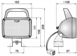 Фара рабочего света Wesem LPr7 двухламповая с ручкой, регулятором пучка и проводом (LPr7 339.10)