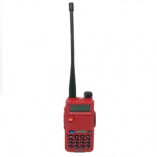Рация Baofeng UV-5R красная, диапазоны VHF/UHF, 17см антенна, гарнитура. 