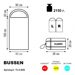 Спальный мешок Talberg BUSSEN -22С (TLS-020-22)