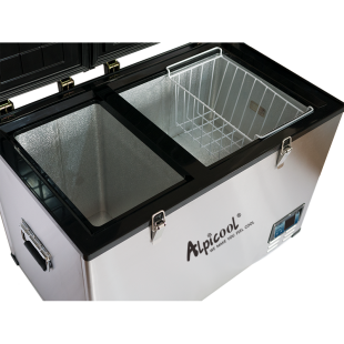 Компрессорный автохолодильник ALPICOOL BCD100 двухкамерный стальной корпус (100 л.) 12-24-220В 