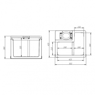 Компрессорный автохолодильник ALPICOOL BD45 стальной корпус (45 л.) 12-24-220В 