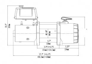 Лебёдка электрическая 12V Runva 12500 lbs 5670 кг короткий барабан (стальной трос) 12.5XS
