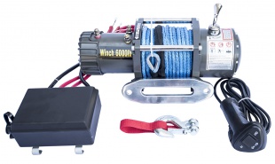 Лебедка автомобильная электрическая Electric Winch (RunningMan) 6000 lbs/2721kg  12v (3контакта) синтетический трос 8х23